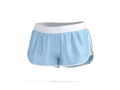 Blue Women Sport Shorts - fitness jersey panties 3D model