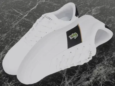 LACOSTE 3D SHOES - WHITE - BLACK Low-poly 3D model