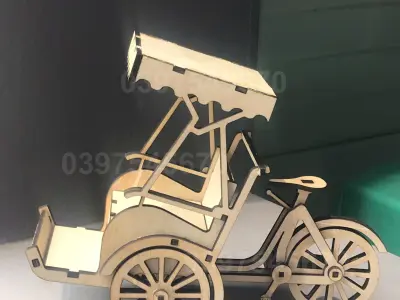 3D laser cut wooden cyclo puzzle model 3D model