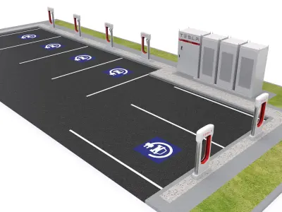 Tesla Supercharger Station 3D model