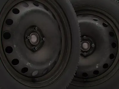 Car steel wheels with LODs Low-poly 3D model