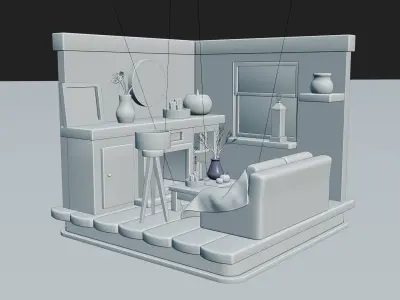 cozy fall room 3D model
