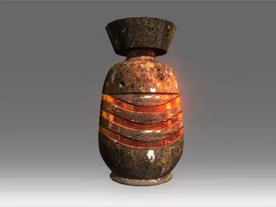 Ancient Reflection digged line pot Low-poly 3D model