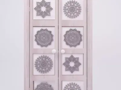 Wardrobe Mandala in Mango wood Free 3D model