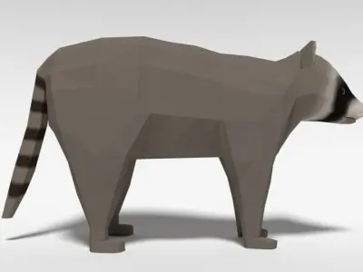 Low Poly Cartoon Raccoon  Low-poly 3D model