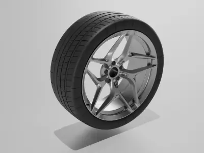 High Quality 3D Car Tire and Rim Model 3D model
