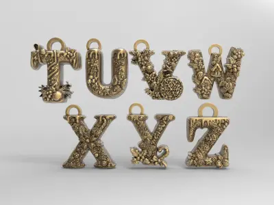 christmas alphabet T to Z decor  3D print model
