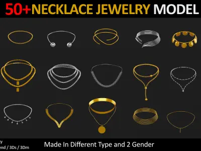 50 NECKLACE JEWELRY BASEMESH  Low-poly 3D model