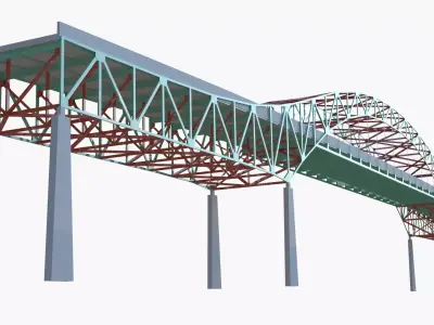 Suspension bridge 3D model