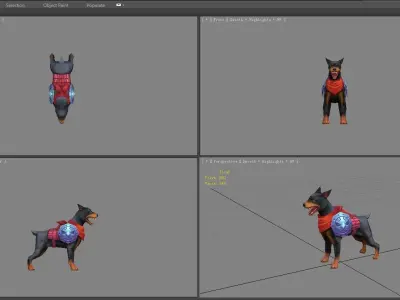 Cartoon German Pinscher - miniature hound dog Low-poly 3D model