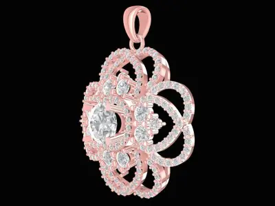 Elegant Floral Diamond Pendant Jewelry 2651 3D print model