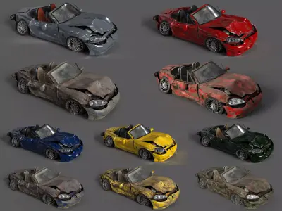 MX-5 NBFL wrecked weathered Low-poly 3D model