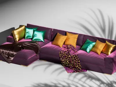 Modular Luxury Premium Velvet Sofa Set for Cinema 4d Low-poly 3D model