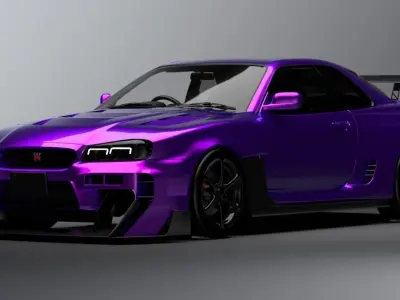 Nissan Skyline R34 STAGE2 Hycade 3D Model HQ Detail Low-poly 3D model