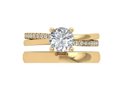 Solitair Ring Bridal Set 3D print model get