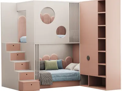 Childrens bunk bed 29 3D model