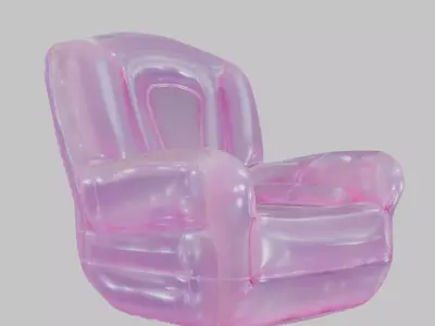 Inflatable Pink Chair Low-poly 3D model