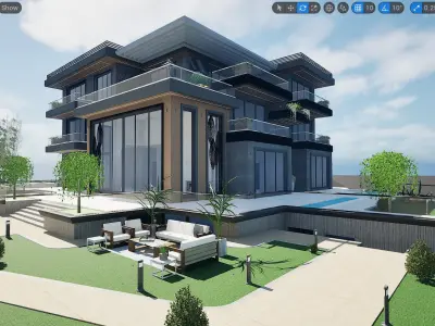 Stunning Luxurious Villa Model Low-poly 3D model