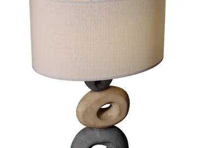 Scandinavian Table Lamp Stacked Stone Effect Rustic Nightstand 3D model