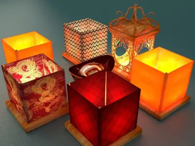 Chinese water lanterns 3D model
