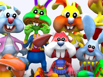 3DRT - Toonpets Bunnies Low-poly 3D model