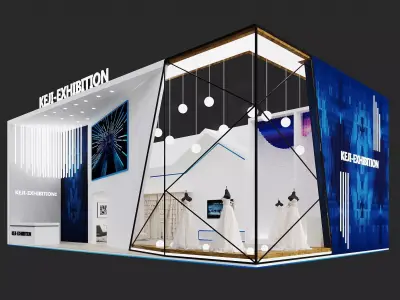 Fashion Exhibition Booth Stand with Glass Showcase  3D model
