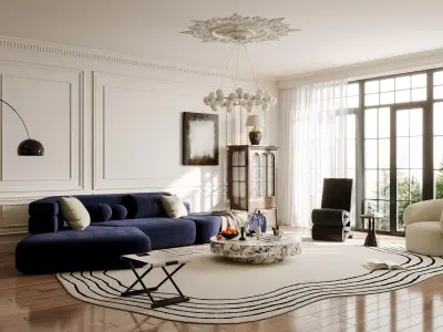 French Eclectic Vintage Living Room 101 3D model  3D model