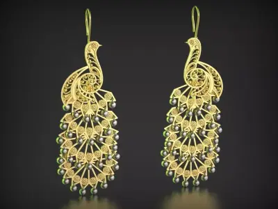 Earrings Peacock 3D print model