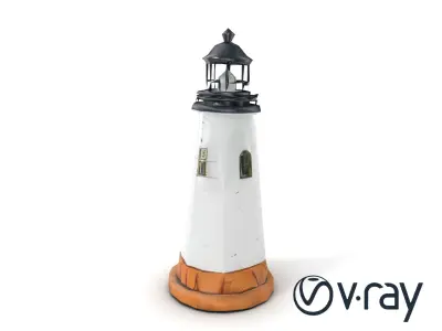 Chipped Paint Lighthouse with Stone Base model pack Low-poly 3D model