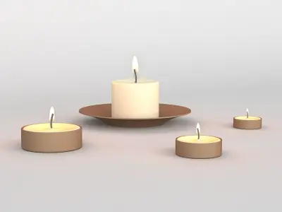 Candles set of on plate 3D model