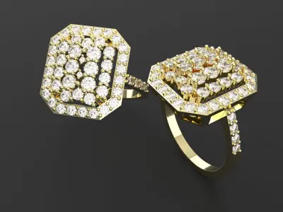 Gold Ring with Diamonds 3D print model