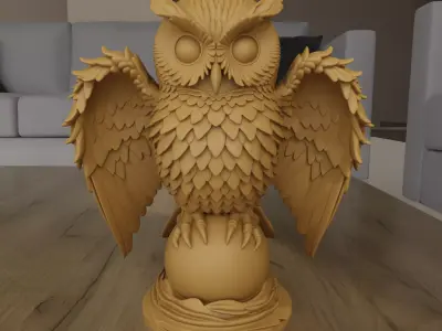 Majestic Owl Statue STL File for 3D Printing Home Decor 3D print model