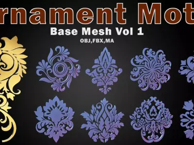 Ornaments Motif Base Mesh Vol 1 Low-poly 3D model