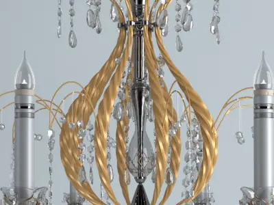 Chandelier with crystals hanging from it 3D model