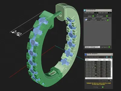 Earrings 1 hoop with diamonds Free 3D print model