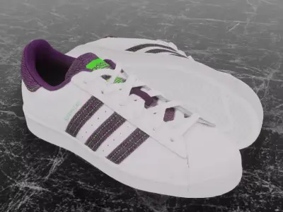 Adidas 3D Shoes - White - Purple SuperStar Series Low-poly 3D model