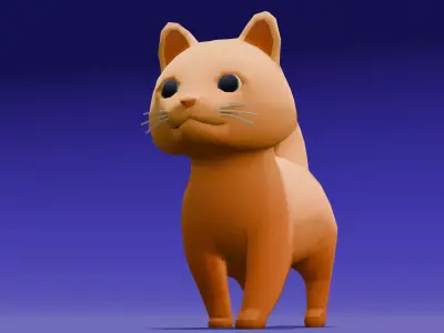 Cartoon Cat Animated Rigged 3D Model Low-poly 3D model