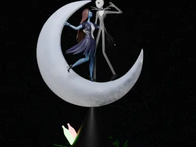 Jack Skellington and Sally Christmas Tree Topper 3D print model