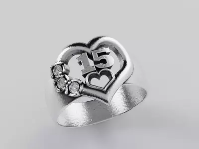 15 Years Heart  - Anillo 15 Anios Corazon 3D print model
