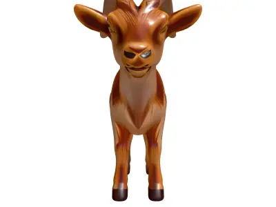 Stylized Wooden Goat Figurine Model Low-poly 3D model