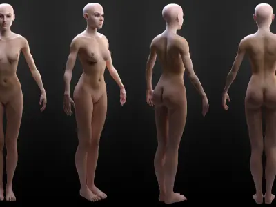 Realistic Female Character Low-poly 3D model
