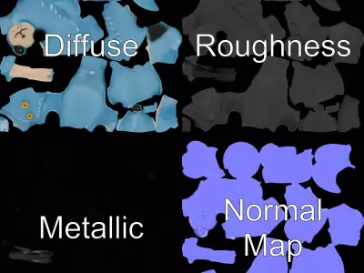 Blue Plush Teddy model pack Low-poly 3D model