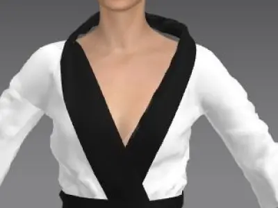 BLOUSE CARD BLACK AND WHITE  3D model