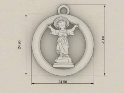 Medallon Divino nino Jesus - Divine Child Jesus  pendant 3D print model