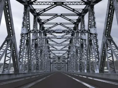 Multi-span Rail cum Road Bridge 3D model