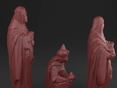 Christmas Figurines - 3 Kings Low Poly 3D print model