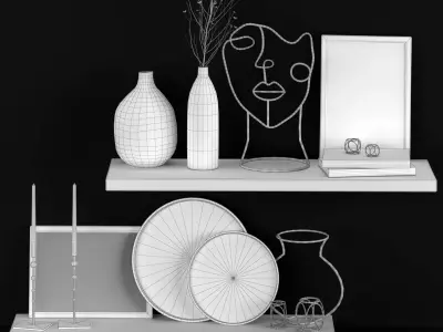 decorative set living room shelf 3D model purchase
