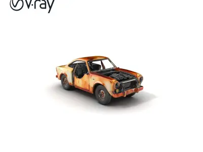 Rusted Vintage Car Body Damage Model Pack Low-poly 3D model
