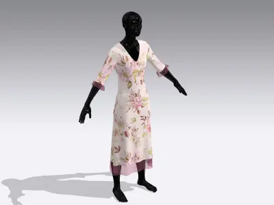 Female Cloth Dress Low-poly 3D model