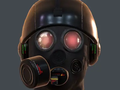 Gas mask helmet 3d model scifi Low-poly  Low-poly 3D model